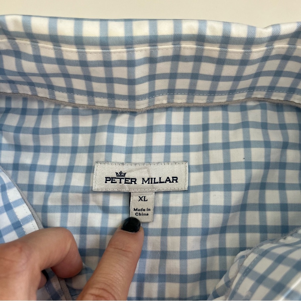 Peter Millar Men’s Light Blue Plaid Long Sleeve Button Down XL - Picture 4 of 5